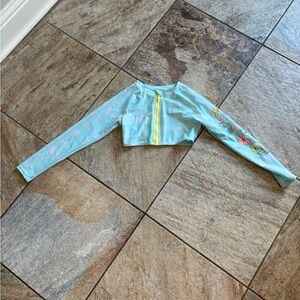 Wonder Nation light blue longsleeve half zip up girls swim shirt Medium 7-8 GUC